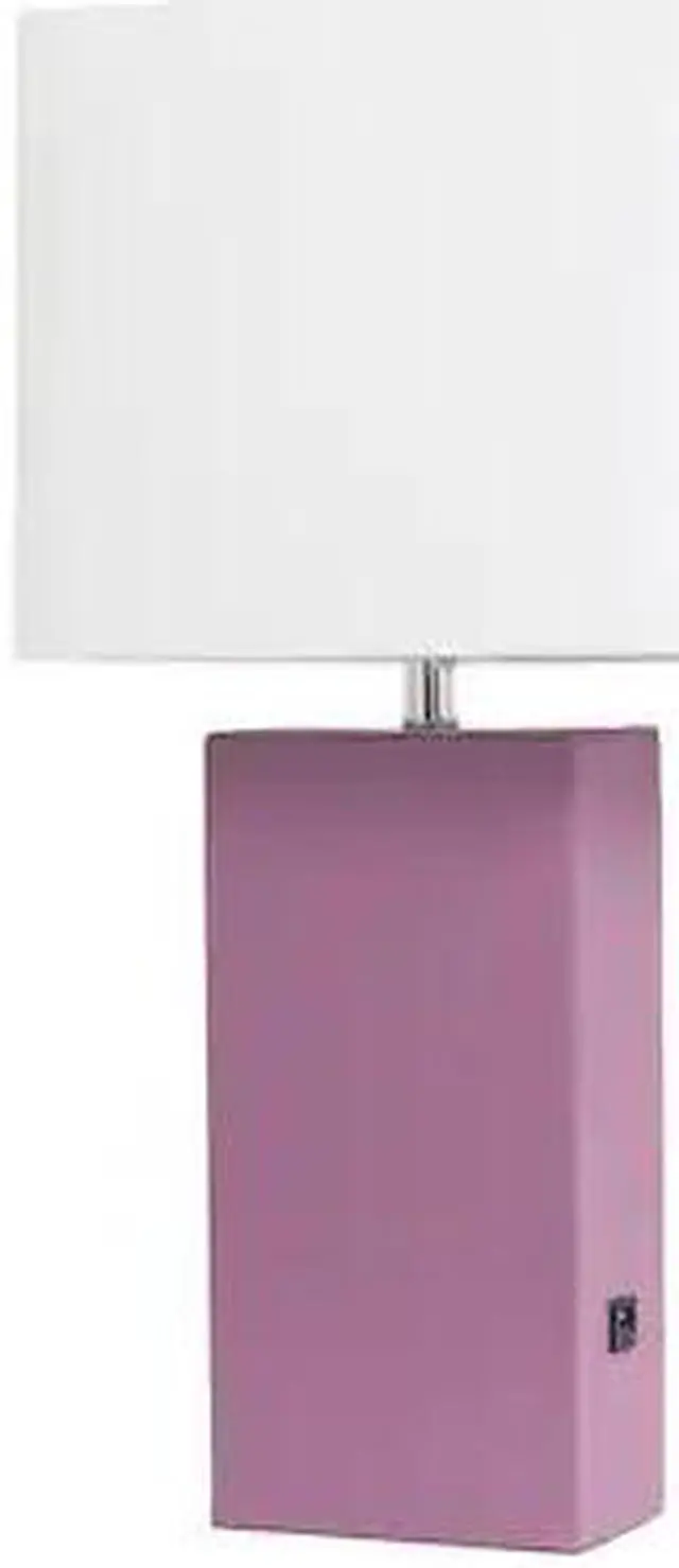 Alt view image 7 of 19 - Elegant Designs Modern Leather Table Lamp with USB and White Fabric Shade, Purple