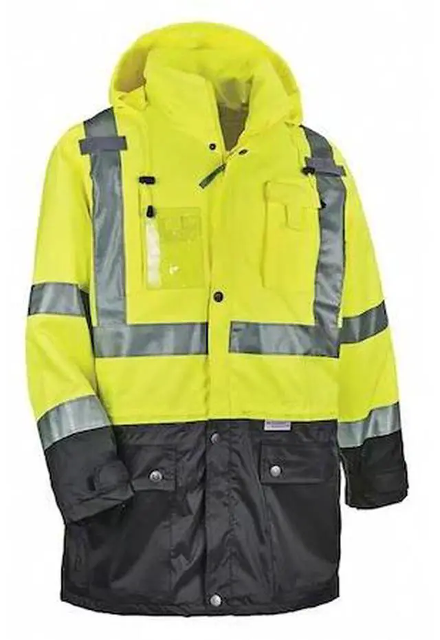Alt view image 2 of 3 - Ergodyne 25378 GloWear 8386 Class 3 Hi-Vis Outer Shell Jacket - Polyester - 4X-Large - Lime
