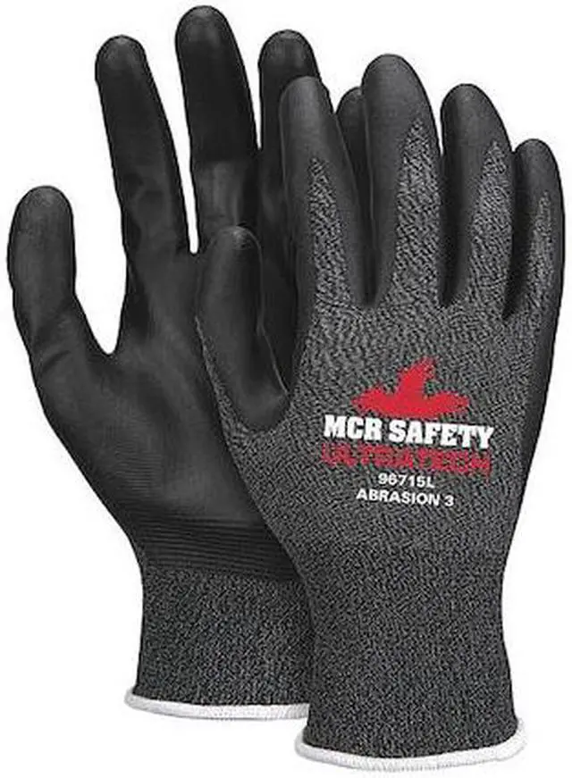 Main image of MCR SAFETY 96715XXL Knit Gloves, Nylon, Sandy Palm, Knit, Black/Gray/White,