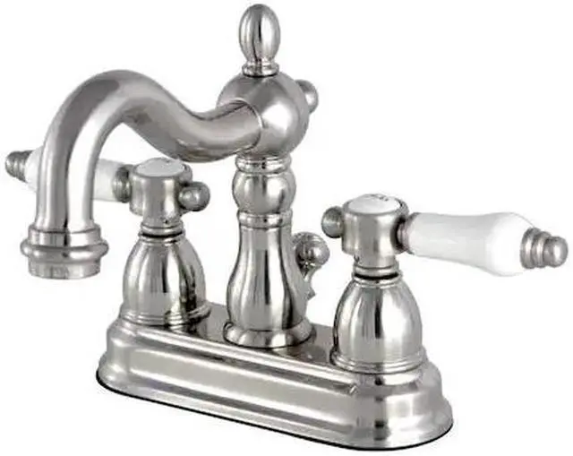 Alt view image 2 of 13 - Kingston Brass KS1608BPL 4 in. Centerset Lavatory Faucet with Brass Pop-Up Classic Cross Handle, Satin Nickel