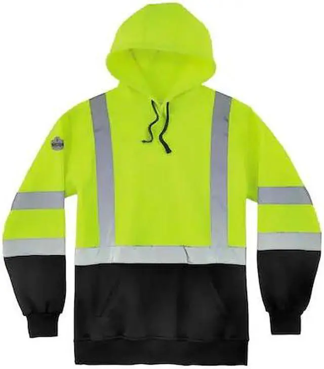 Main image of ERGODYNE 8373 Hi-Vis Sweatshirt, Oxford Polyester, Class 3 Type R, Lime w/Black