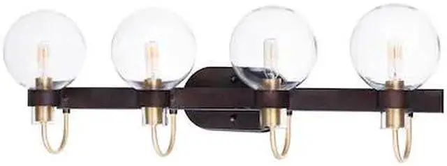 Main image of MAXIM 30514CLBZSBR Bauhaus 4-Light 33" Wide Bronze / Satin Brass Vanity Light