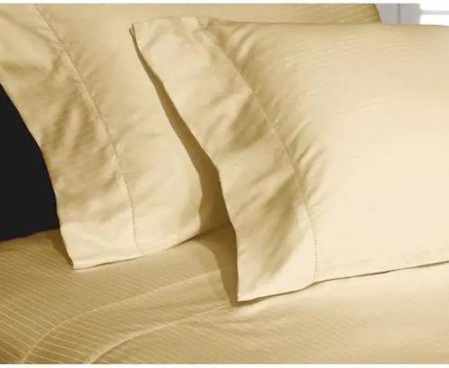 Main image of HOTEL GRAND 652553 1000tc Pinstripe Sheet Set, Straw, King