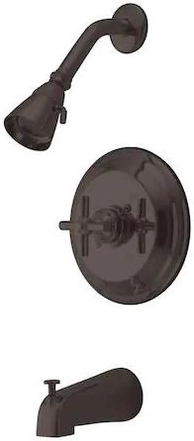 Alt view image 2 of 3 - Kingston Brass KB2635EX Tub & Shower Faucet with Cross Handle, Oil Rubbed Bronze