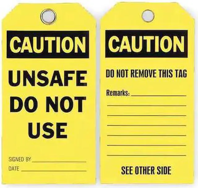 Main image of ZORO SELECT 2RMV9 Caution Tag, Lockout Tagout, Polyester, 5 3/4 in H x 3 in W,