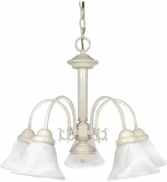 Main image of NUVO 60-187 Ballerina 5-Light 24 in. Chandelier with Alabaster Glass Bell Shades