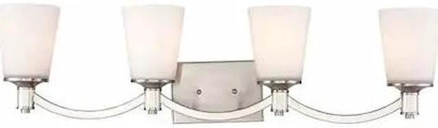 Main image of NUVO 60-5874 Laguna 4 Light Vanity Brushed Nickel White Glass Brushed Nic