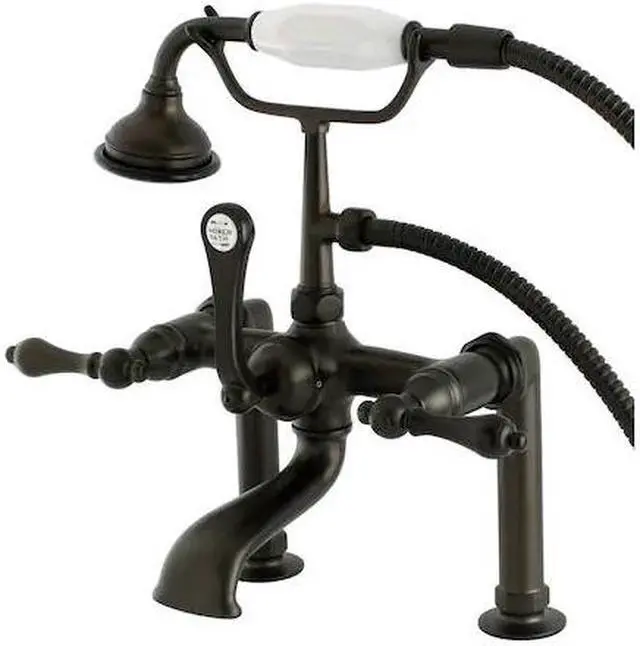 Alt view image 2 of 4 - Kingston Brass AE103T5 Aqua Eden Vintage Deck Mount Clawfoot Tub Faucet, Oil Rubbed Bronze