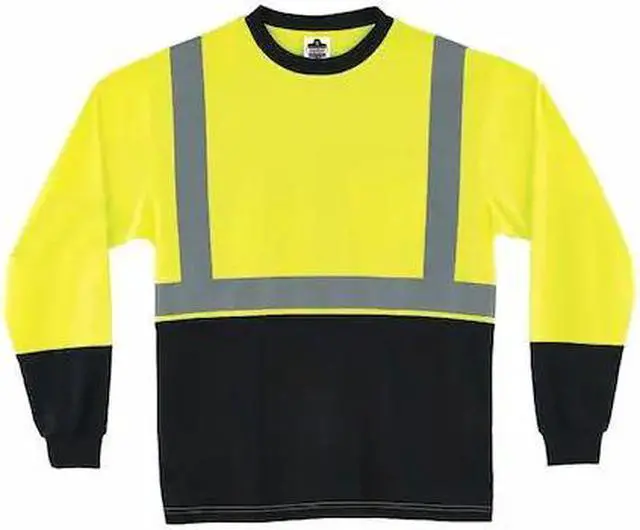 Main image of ERGODYNE 8291BK Long Sleeve Hi-Vis Black Bottom T-Shirt, Class 2, Polyester