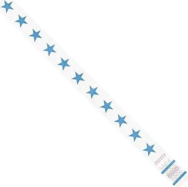 Main image of TYVEK WR104BE Tyvek Wristbands, 3/4" x 10", Blue Stars, 500/Case