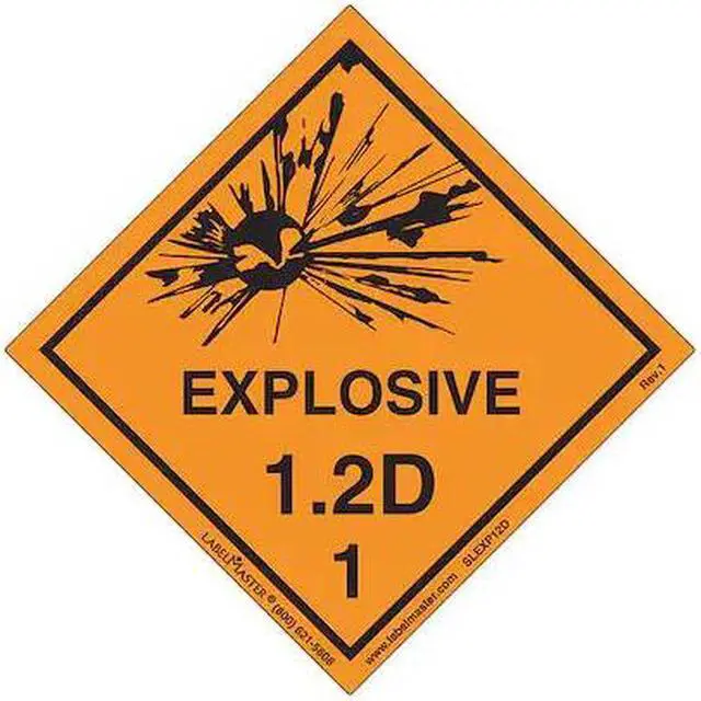 Main image of LABELMASTER SLEXP12D Explosive 1.2 D Label,Vinyl,PK500