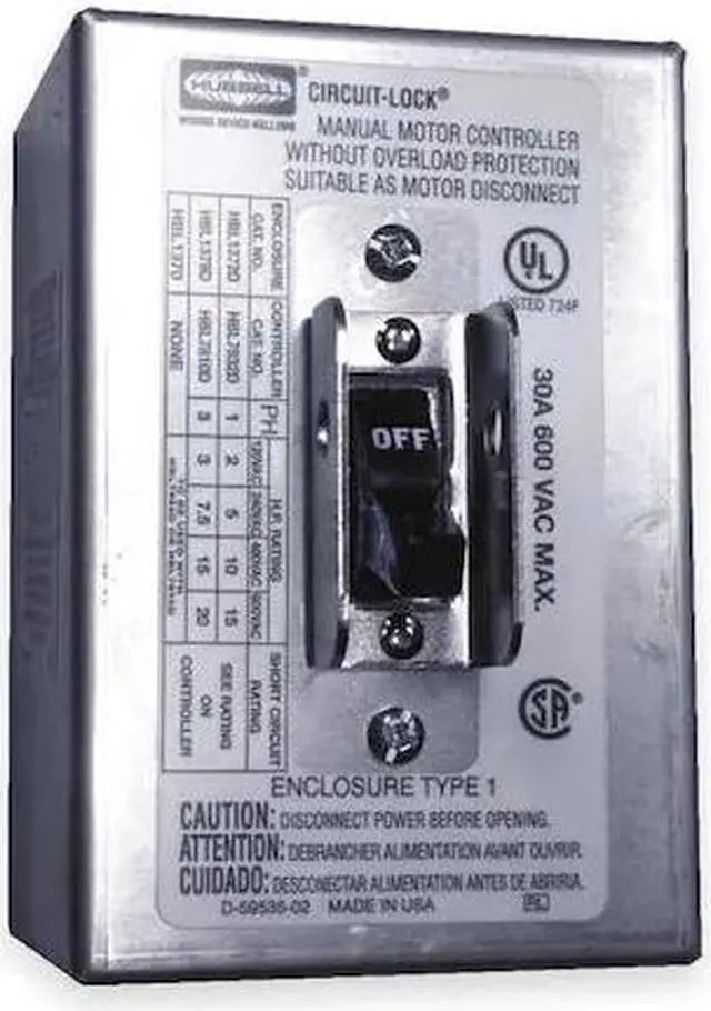 Alt view image 2 of 5 - HUBBELL WIRING DEVICE-KELLEMS HBL1379D Manual Motor Switch,30A,600VAC,3P