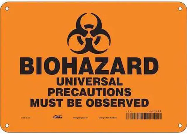 Main image of CONDOR 447V82 Biohazard Sign, 7 in H, 10 in W, Vertical Rectangle, English,