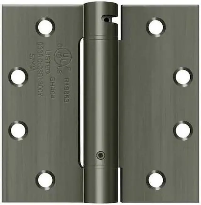 Alt view image 3 of 3 - Deltana DSH45U15A 4.5" x 4.5" Square Corner Mortise Spring Hinge, Antique Nickel
