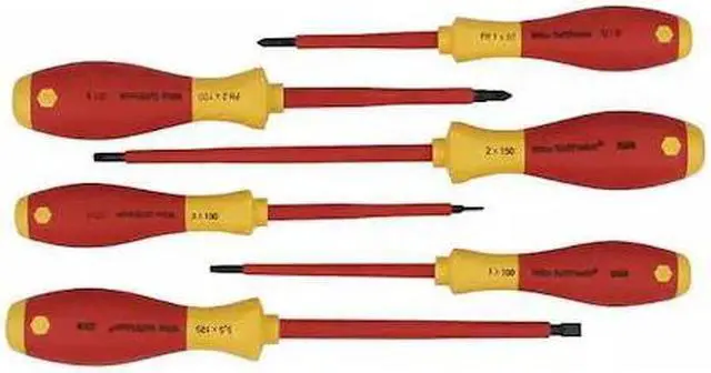 Alt view image 6 of 6 - WIHA 35891 Insulated Screwdriver Set, Slotted/Phillips, Square, 6 pcs