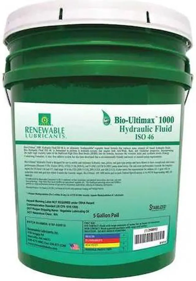 Alt view image 4 of 4 - Vegetable Oil Hydraulic Oil, 5 gal. Pail, ISO Viscosity Grade : 46