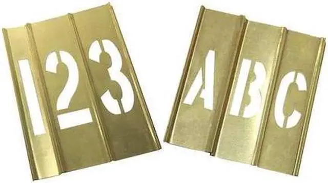 Main image of ZORO SELECT 20Y518 Stencil Kit 46 Piece 1 In Brass