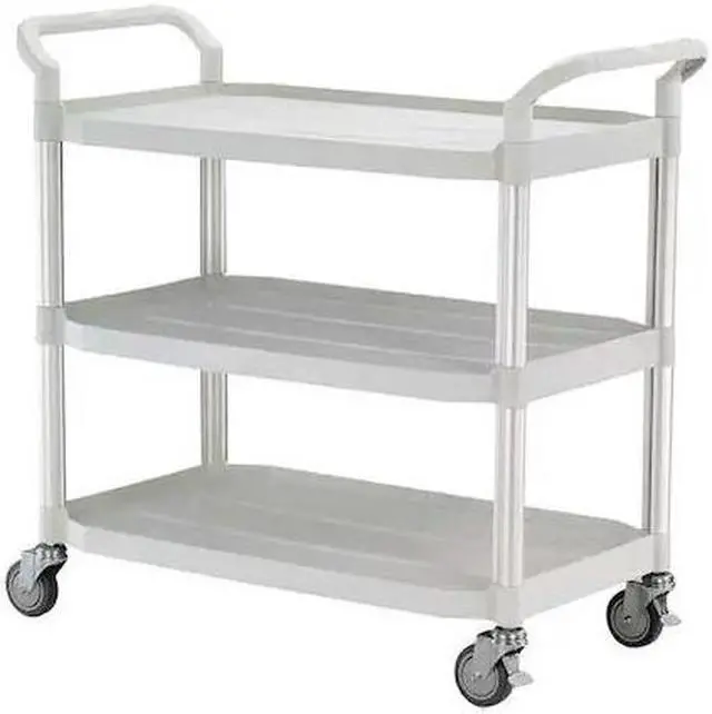 Main image of ZORO SELECT 35KT26 Dual-Handle Utility Cart with Lipped Plastic Shelves, 400 lb