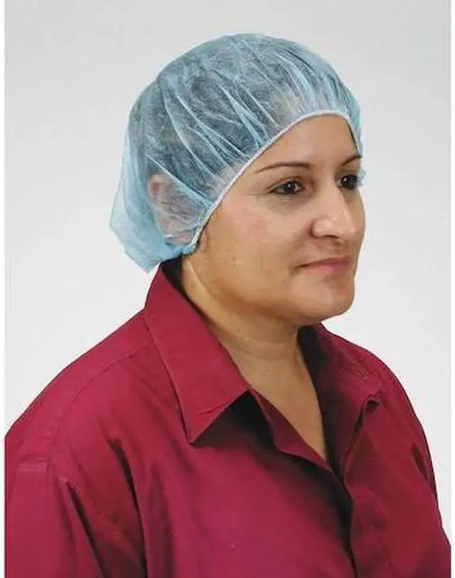 Main image of CONDOR 3EZD2 Bouffant Cap, Polypropylene, 24 in Dia., Blue, L, 100 PK