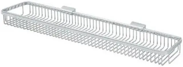 Alt view image 2 of 3 - 28.5 in. x 5 in. Solid Brass Rectangular Wire Basket (Chrome)