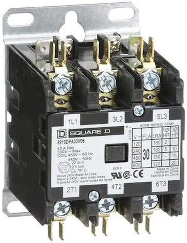 Alt view image 2 of 3 - SQUARE D 8910DPA33V06 480VAC Non-Reversing Definite Purpose Contactor 3P 30A