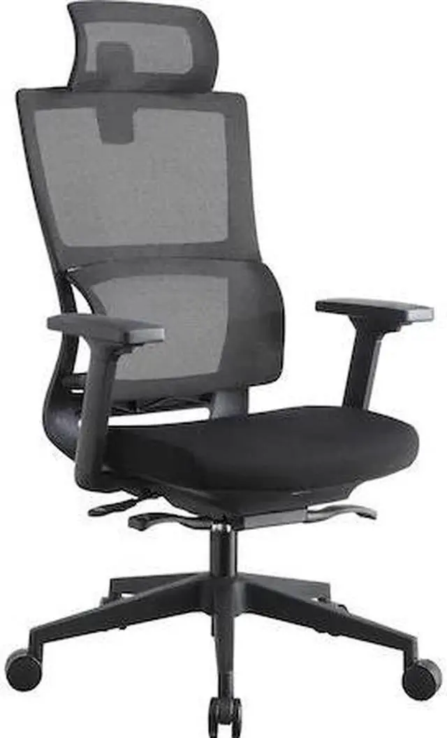 Alt view image 2 of 19 - Lorell High Back Mesh Chair w/ Headrest - Black Seat - Black Back - 5-star Base - 28.5" Length x 28.5" Width x 51" Height
