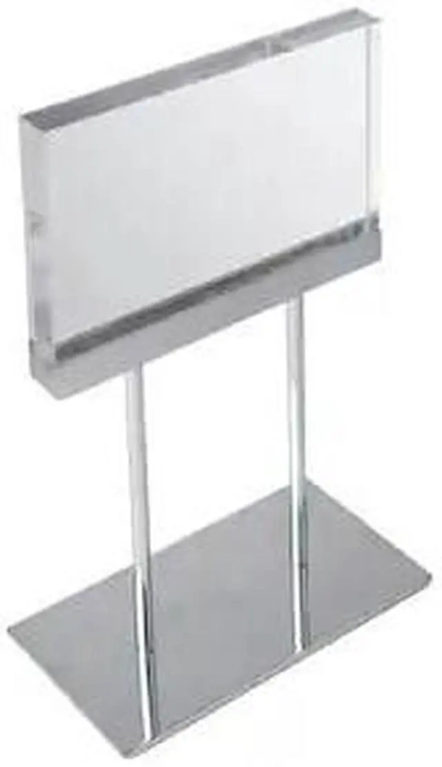 Alt view image 3 of 5 - Azar Small Acrylic Block Sign Holder On Chrome Stand For Counter (104560)