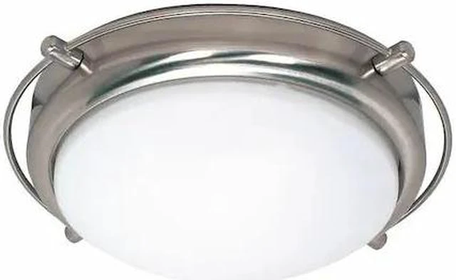 Main image of NUVO 60-608 Polaris 2-Light 14 in. Flush Mount with Satin Frosted Glass Shades