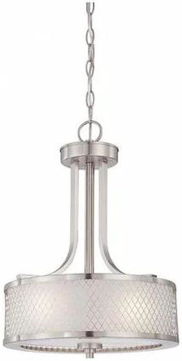 Main image of NUVO 60-4686 Fusion 3 Light Pendant Frosted Glass Brushed Nickel