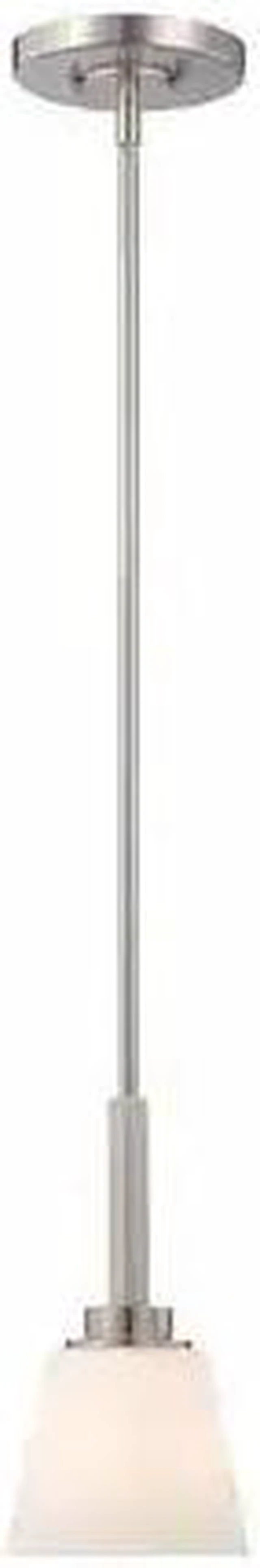 Main image of NUVO 60-5457 Mobili 1 Light Mini Pendant Satin White Glass Brushed Nickel