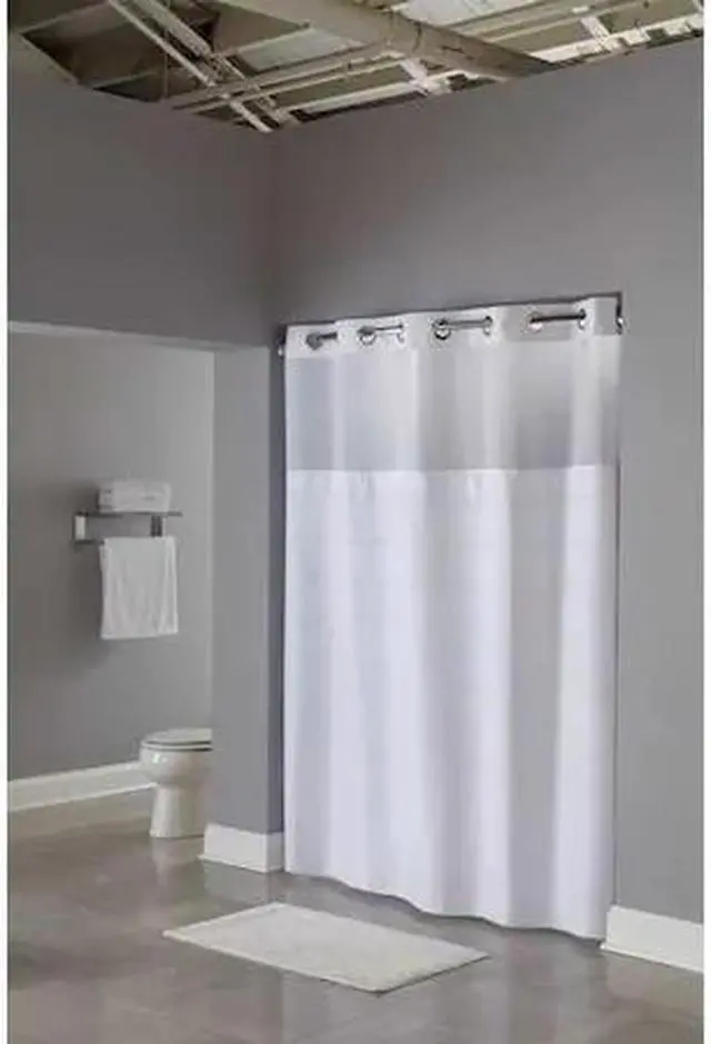 Alt view image 2 of 2 - HOOKLESS HBH20MPT01SLAM Shower Curtain, Plastic, White, 71 in W, 77 in L