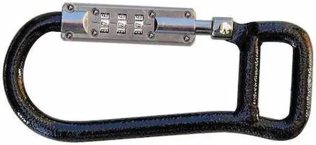 Alt view image 2 of 2 - LOCKSTRAPS 801 Locking Carabiner Clip, Combination Lock, Steel, Black
