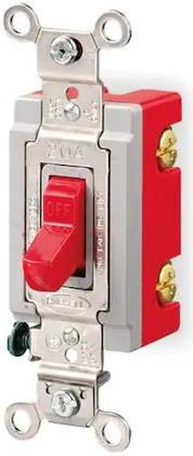Alt view image 2 of 3 - HUBBELL WIRING DEVICE-KELLEMS HBL1221R Wall Swtch,1-Pole,120/277V,20A,Red,Toggl