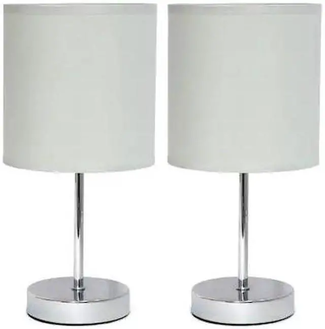 Alt view image 7 of 13 - Simple Designs Chrome Mini Basic Table Lamp with Fabric Shade 2 Pack Set, Slate Gray