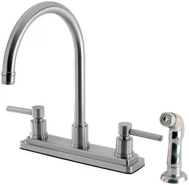 Alt view image 6 of 9 - Kingston Brass KS8798DL 8 Inch Center Kitchen Faucet With Side Sprayer - Satin Nickel