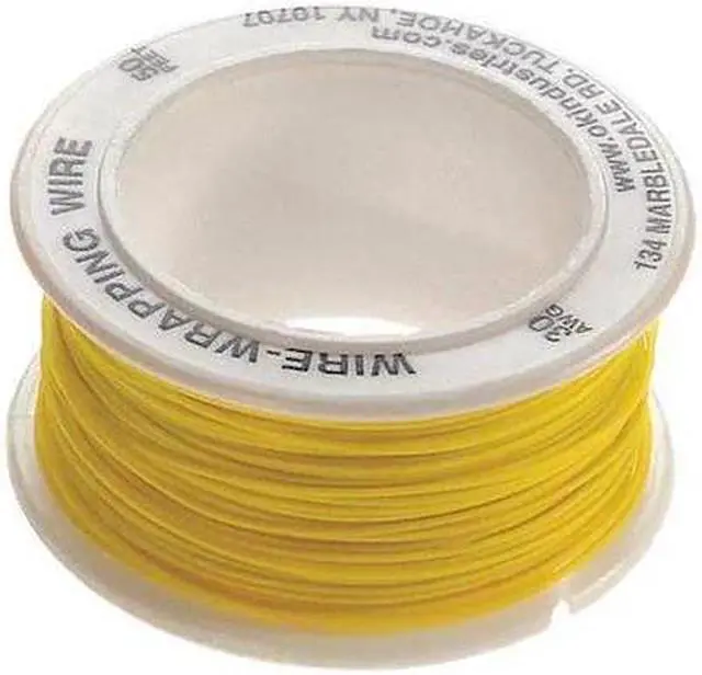 Main image of OK INDUSTRIES R-30Y-0050 Spooled Wrapping Wire, 30 AWG, Yellow, Kynar(R), 50 ft