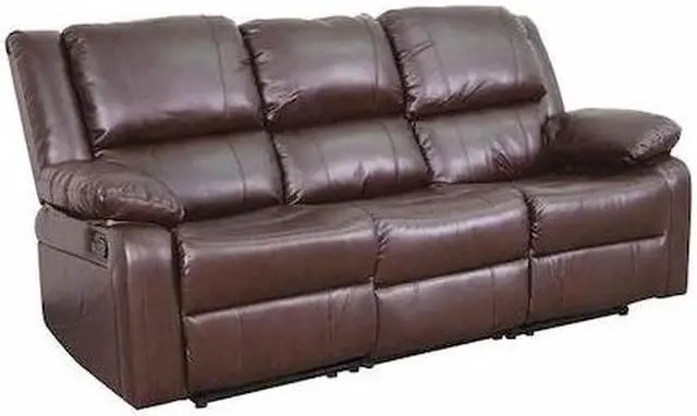 Alt view image 9 of 19 - Harmony Series Brown LeatherSoft Sofa with Two Built-In Recliners