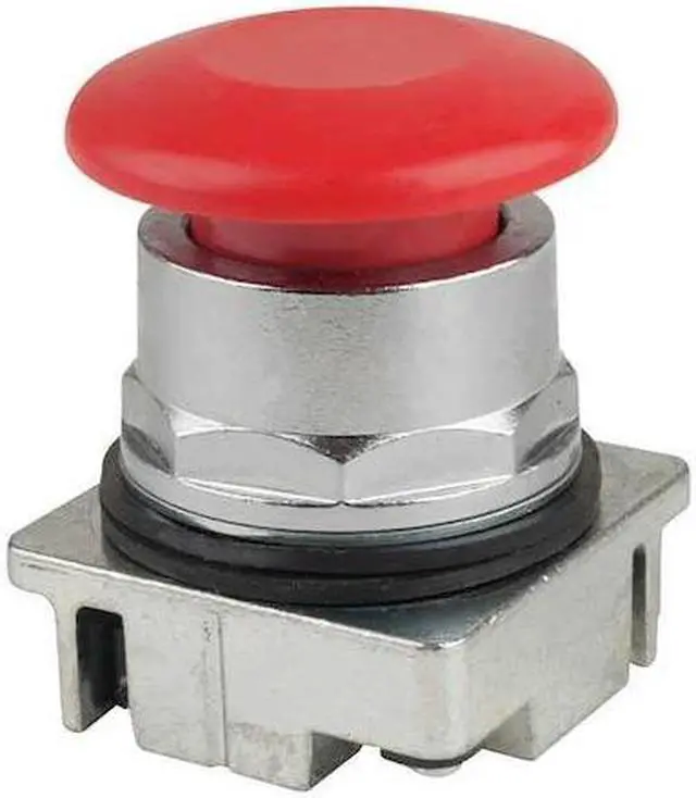 Alt view image 2 of 3 - Pushbtn, Non-Ill, Maint, Mush., 30mm, Mtl, Red