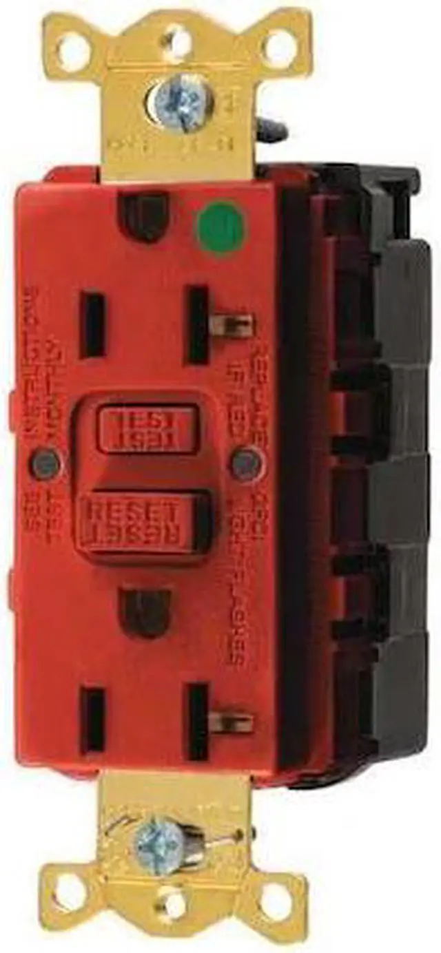 Alt view image 2 of 2 - HUBBELL SNAPGF83R GFCI Rceptcle,Hspital,Red,20A,1 HP