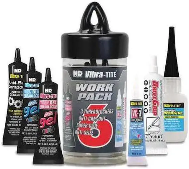 Alt view image 2 of 2 - High-Strength Threadlocker, Black Liquid, 5mL/8mL/8mL/8mL/15mL/15mL Tube