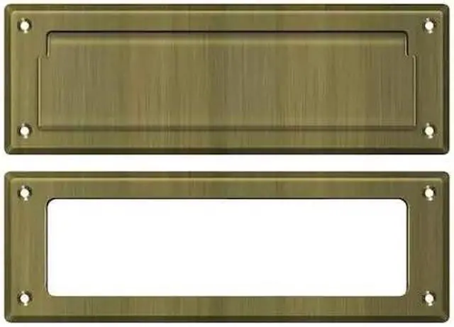 Alt view image 2 of 2 - 8.88 in. Solid Brass Mail Slot w Interior Frame (Antique Brass)