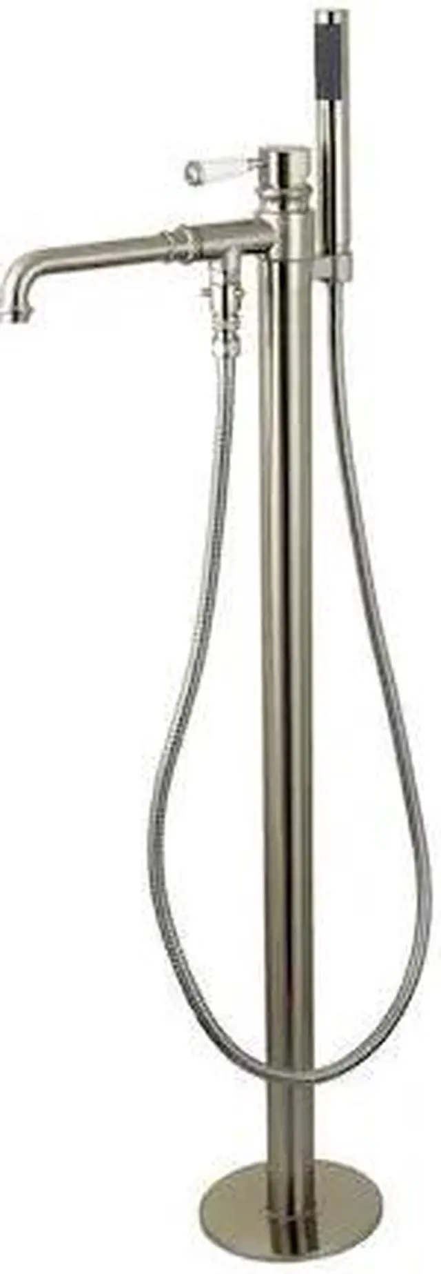 Alt view image 2 of 4 - Kingston Brass KS7038DPL Paris Paris Single Handle Freestanding Roman Tub Filler with Hand Shower, Brushed Nickel