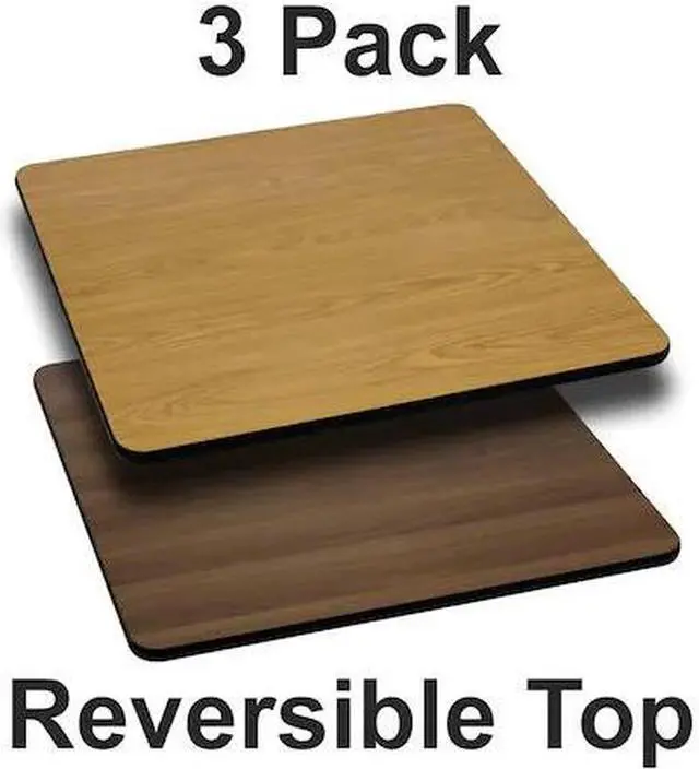 Main image of FLASH FURNITURE 3-XU-WNT-2424-GG Square Reversible Top,Natural/Walnut,24"