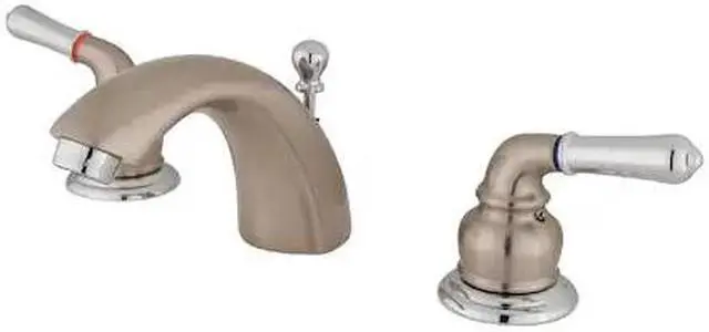 Alt view image 2 of 2 - Kingston Brass KS2957 Mini-Widespread Bathroom Faucet, Brushed Nickel/Polished Chrome