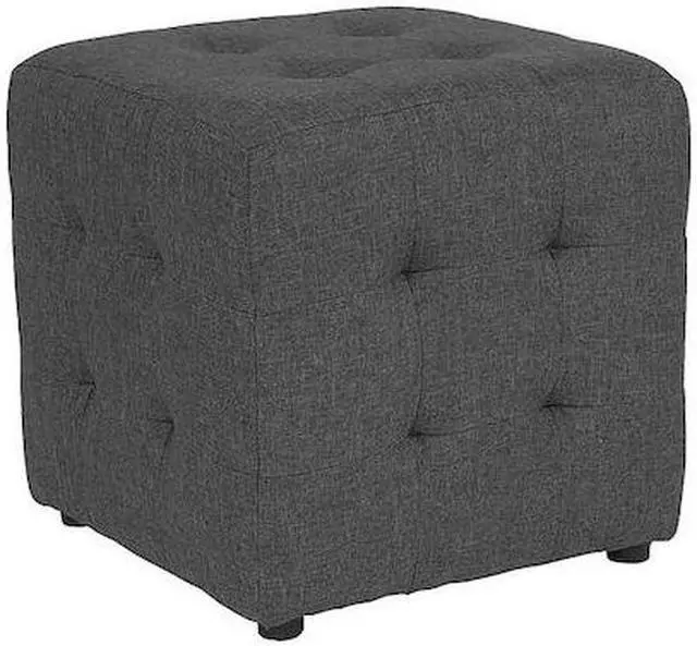 Alt view image 3 of 7 - Avendale Tufted Upholstered Ottoman Pouf in Dark Gray Fabric