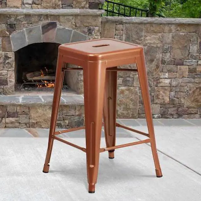 Main image of FLASH FURNITURE 4-ET-BT3503-24-POC-GG Backless Copper Indoor-Outdoor Counter