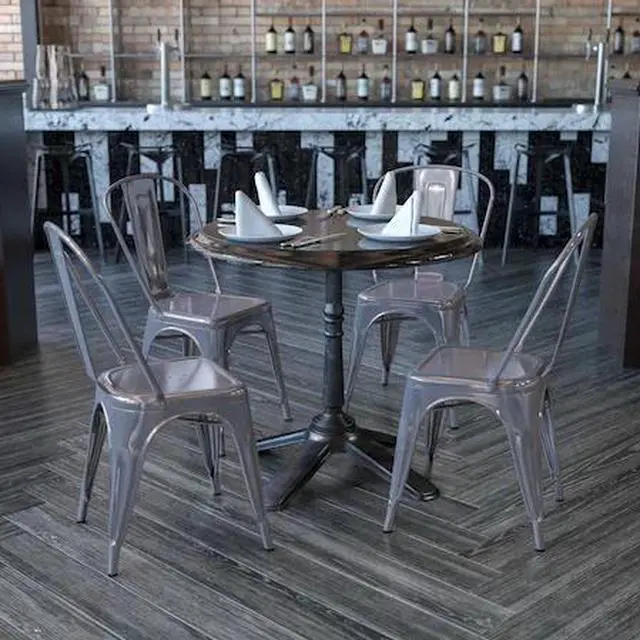 Main image of FLASH FURNITURE 4-XU-DG-TP001-GG Lincoln 4 Pack Silver Antique Finish with