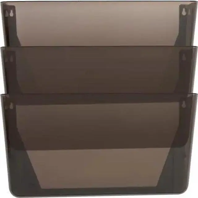 Alt view image 2 of 7 - Lorell Wall File Pockets 13-1/8"x4-1/4"x14-3/4" 3/PK Smoke 60002