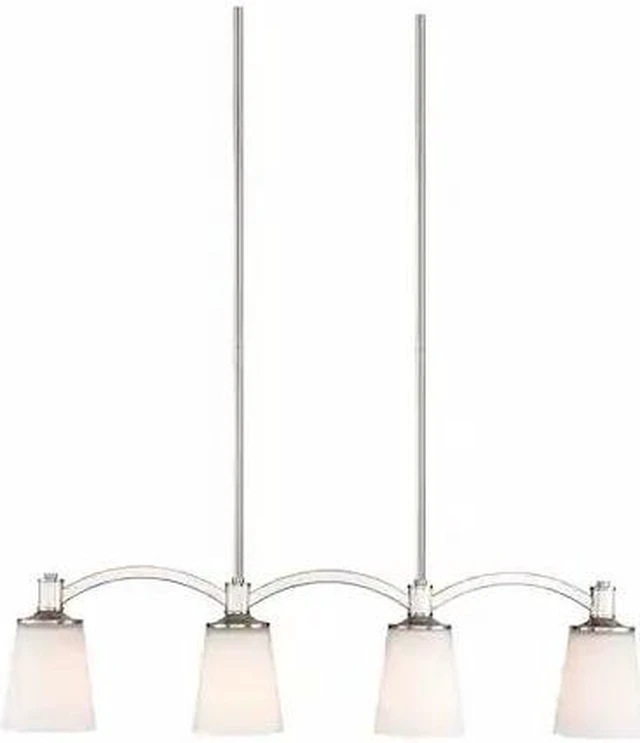 Main image of NUVO 60-5875 Laguna 4 Light Island Pendant Brushed Nickel White Glass Bru