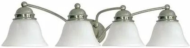Main image of NUVO 60-343 Empire 4 Light 29 in. Vanity Alabaster Glass Bell Shades Bru
